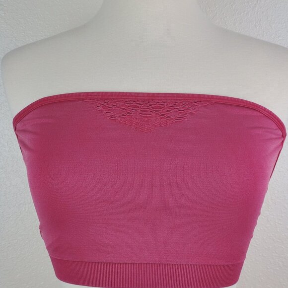 Jasmine & Ginger Cerise Red Knit Jersey Open Back Bandeau Bra Crop Top Large NWT - Picture 4 of 9